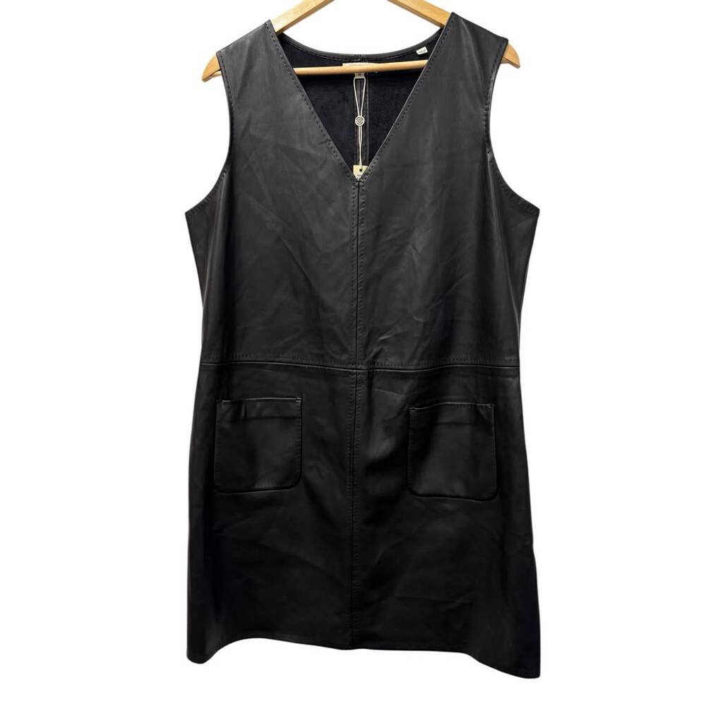 Black Faux Leather Sleeveless Mini Dress